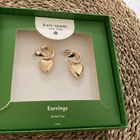 kate spade Accessories - Kate Spade Gold Heart Drop Earrings